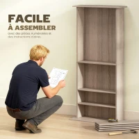 HOMCOM Rangements pour CD et DVD avec 8 compartiments et 6 étagères réglables, capacité max. 360 CD/185 DVD et Blu-ray, naturel(m-7)