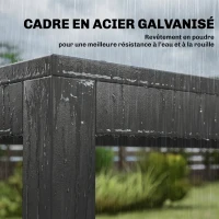 Outsunny Salon de Jardin Ensemble Mobilier de Jardin 7 Pièces Table Effet Bois 6 Chaises Empilables en Textilène 140x80x72cm Gris(m-8)