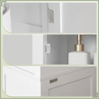 kleankin Tall Bathroom Storage Unit, Slim Bathroom Cabinet with Adjustable Shelves and Double Door, White(m-7)