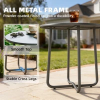 Outsunny 48 cm Round Garden Side Table, Small Metal Outdoor Garden Table with Rolled Edge, Dark Grey(m-5)
