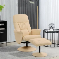 HOMCOM Fauteuil relax avec repose-pied fauteuil de relaxation fauteuil relaxant avec siège pivotant 360° et dossier inclinable(m-10)