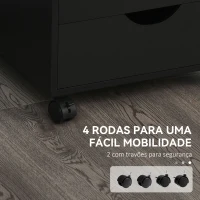 HOMCOM Bloco de Gavetas com Rodas Bloco de Gavetas para Escritório com 5 Gavetas  40x40x67 cm Preto(m-5)