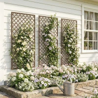 Outsunny Conjunto de 3 Treliças de Jardim em Vime Suportes para Plantas Trepadeiras com Topo Plano 43x112 cm Marrom(m-2)