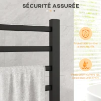 HOMCOM Sèche serviettes électrique, mural ou sur pied, 8 barres, minuterie 2/4 heures, alliage d'aluminium, 53x35x90cm, noir(m-7)