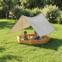 AIYAPLAY Bac à sable en bois avec auvent, bac à sable enfant extérieur avec 4 bancs, doublure de fond, jaune(m-10)