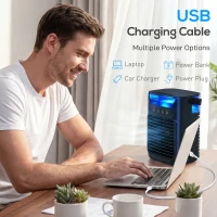 HOMCOM Air Cooler with Adjustable Head, Portable Air Conditioner with 3 Wind Speed, 2 Cool Mist, RGB Light, Black(m-8)