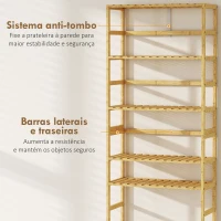 HOMCOM Estante de Bambu de 6 Níveis Prateleiras Ajustáveis para Espaços Pequenos Casa de Banho  Cozinha 60x26x161 cm Madeira(m-6)