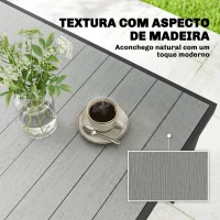 Outsunny Mesa de Jardim para 6 Pessoas com Tampo de Ripas e Estrutura de Aço 140x90x74 cm Cinzento(m-4)