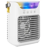 HOMCOM Air Cooler with Adjustable Head, Portable Air Conditioner with 3 Wind Speed, 2 Cool Mist, RGB Light, White(m-10)