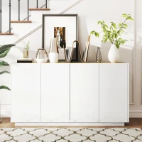 HOMCOM Buffet salle à manger buffet cuisine 4 portes à fermeture douce et étagères réglables 140l x 40P x 75H cm blanc laqué(m-10)