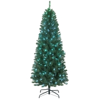 HOMCOM Sapin de Noël artificiel 180 cm, arbre de Noël, lumières LED synchronisées colorées et télécommande, 899 pointes, vert