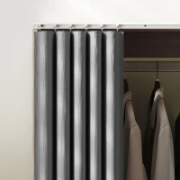 HOMCOM Armoire penderie armoire de rangement mobile avec rideau, tringle de suspension, 60 x 40 x 128 cm, effet bois naturel(m-9)