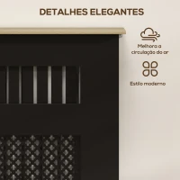 HOMCOM Cobertura para Radiadores Proteção Radiador de MDF 78x19x81 cm Desenho Moderno de Ripas Preto(m-4)