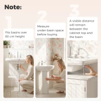 kleankin Under Sink Bathroom Cabinet, Freestanding Under Sink Cabinet with 2 Doors and Adjustable Shelf for Basin without or with Pedestal, White(m-5)