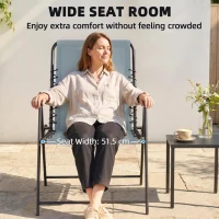 Outsunny Folding Garden Chairs Set of 4, Outdoor Dining Chairs with Wide Texteline Seat, High Back and Armrests, Light Grey(m-7)