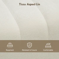 HOMCOM Banc bout de lit, banquette rembourrée, style moderne, ottoman en tissu aspect lin, 110 x 40 x 44 cm, crème(m-5)