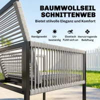 Outsunny Tuinmeubelset 5-delige eethoek met glazen tafel en 4 ademende inklapbare stoelen met touwweefsel(m-5)