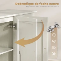 HOMCOM Aparador com 3 Portas Moderno para Sala de Estar com 2 Gavetas Prateleira Ajustável 120x38x79 cm Branco com Efeito Madeira(m-6)