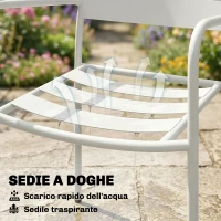 Outsunny Set Bistrò 3 pezzi: tavolino in vetro e 2 sedie, arredo esterno bianco.(m-6)