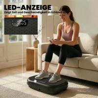 SPORTNOW Vibrationsplatte Rüttelplatte mit 120 Intensitätsstufen 5 Vorprogramm Fernbedienung LED-Display für Muskelaufbau Schwarz(m-8)