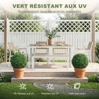 HOMCOM Lot de 2 boules de buis artificielles en pot, résistantes aux UV, 42 cm, pour décoration intérieure/extérieure(m-5)