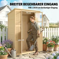 Outsunny Houten Tuinschuur Inloop Gereedschapsschuur met Planken Acrylramen Dubbele Deur Asfalt Dak Lamellenventilatie Bodemplaat(m-4)