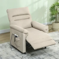 HOMCOM Poltrona Relax com Aquecimento Lombar e Massagem por Vibração Reclinável USB e Função de Memória  82x99x106 cm Bege(m-2)