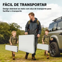 Outsunny Conjunto de Campismo Dobrável com Mesa e Bancos Alças 180x74x74 cm e 182x28x42 cm Branco(m-5)