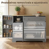 HOMCOM Aparador de Cozinha com 3 Prateleiras de Porta Gaveta e Prateleiras Ajustáveis para Sala de Jantar 105x40x83 cm Cinzento(m-5)