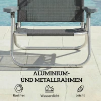 Outsunny Sonnenliege klappbar Gartenliege mit Kopfkissen verstellbarem Dach 6-Fach verstellbare Rückenlehne 62 x 68 x 79 cm Dunkelgrau(m-8)