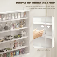 HOMCOM Vitrine de Parede com Prateleiras Ajustáveis e 2 Portas Corredeiras de Vidro para Coleções 80x9,5x60 cm Branco(m-5)