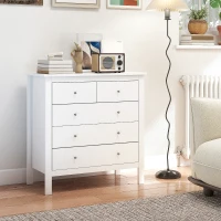HOMCOM Cómoda com 5 Gavetas com Pés Elevados para Sala e Escritório Estilo Moderno 79x39,5x80,5 cm Branco(m-2)