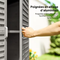 Outsunny Armoire de jardin remise pour outils sur pied étagère portes persiennes toit bitumé bois sapin 87L x 46,5l x 96,5H cm gris(m-7)