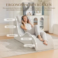 Moderner Freizeit-Sessel mit ergonomischer Rückenlehne, abnehmbarem Sitzkissen und Seitentasche, 160 x 66 x 90 cm, Beige(m-5)