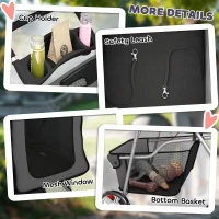 PawHut Dog Pram, Pet Stroller with Reflective Strips, Foldable Cat Stroller with 360° Swivel Wheels, Dark Grey(m-8)