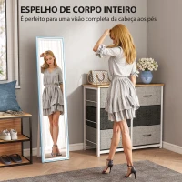 HOMCOM Espelho de Pé 157x37 cm com Moldura em MDF Espelho de Parede Retangular  com 2 Formas de Utilização Branco e Azul(m-4)