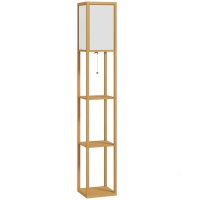 HOMCOM Candeeiro de Pé de Madeira com 3 Prateleiras para Lâmpada E27 Potência Máx. 40W 26x26x160 cm Madeira e Branco