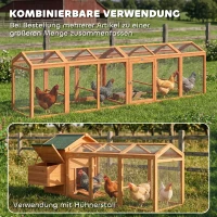 PawHut Hühnerstall Freilaufgehege mit Sitzstange Doppeltüren, aus Holz und Metall, für 4 Hühner, 156 x 70,5 x 84 cm Orange(m-5)