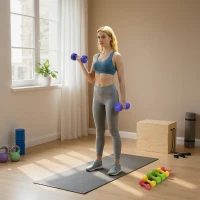 HOMCOM Ensemble d'haltères hexagonaux total 20 kg lot de 8 haltères courts de gym avec revêtement en polyuréthane multicolore(m-10)