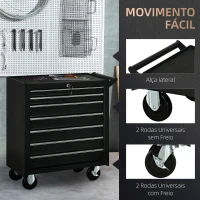 DURHAND Carrinho de Ferramentas com 7 Gavetas Rodas Trava Armário de Armazenamento para Oficina de Garagem e Chapa de Aço 69x33x75 cm Preto(m-6)