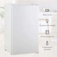 HOMCOM Mini Frigorífico 91 L com Congelador, Frigorífico Silencioso, Frigorífico Pequeno para Colocar Sob Bancada com Temperatura Regulável e Porta Reversível, Prateleiras Ajustáveis, Branco(m-7)
