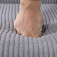 HOMCOM Conjunto de 4 Cadeiras de Jantar Modernas Encosto Alto Estofadas em Tecido Canelado Tipo Veludo  44x56x90 cm Cinzento(m-9)