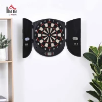 HOMCOM Diana Electrónica Digital Diana con 6 Dardos hasta 8 Jugadores Marcador Puertas Laterales Pantalla LCD y 26 Juegos 44x4,4x50 cm Negro(m-2)