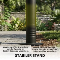 Outsunny Anbaupavillon Pergola mit Metallgestell Dach, wetterfest wandmontiert Pavillon Vordach, 3 x 1,8 x 2,3 m Cremeweiß(m-7)