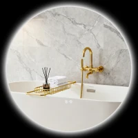 kleankin Miroir rond lumineux LED de salle de bain Ø 80 cm mural avec éclairage interrupteur tactile système antibuée(m-11)