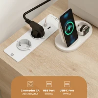 HOMCOM Móvel para Impressora com Estação de Carregamento e Rodas 5 Gavetas Portas USB Prateleira Ajustável Natural(m-4)