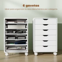 HOMCOM Bloco de Gavetas Móvel Arquivador com 6 Gavetas Suporte para Impressora com Rodas 40x35x63 cm Branco(m-4)