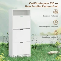HOMCOM Sapateira Estreita com 3 Gavetas Rebatíveis Prateleiras Ajustáveis e Compartimento Aberto Capacidade para 12-18 Pares Branco(m-8)