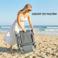 Outsunny Sonnenliege klappbar Gartenliege mit Kopfkissen verstellbarem Dach 6-Fach verstellbare Rückenlehne 62 x 68 x 79 cm Dunkelgrau(m-9)