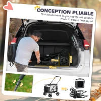 PawHut Poussette pliable animaux chien chat nacelle amovible bandoulières 4 roues 81 x 58 x 97,5 cm gris(m-6)